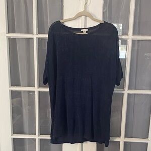 Pure Jill J Jill Navy Blue Oversized Lagenlook Linen Tunic Top